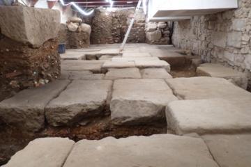 Roman Forum pavement at the Barcelona hotel site.
