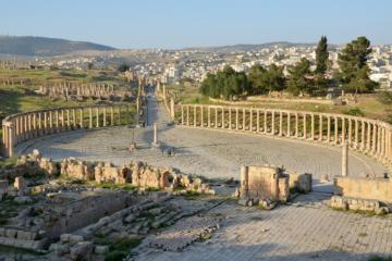 The Oval Plaza of Gerasa (Jerash, Jordan).