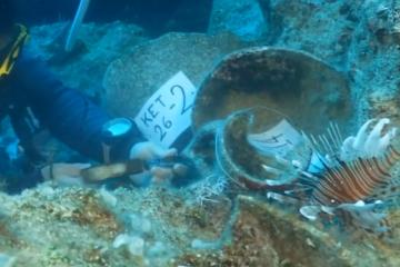 Still from the underwater excavation work at the find site near Kekova.  