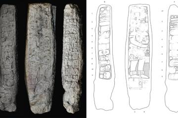 Stela 46. Left side, front face, and right side. 