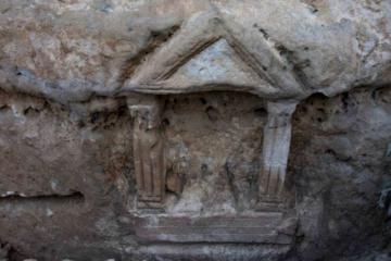 The rock-cut sanctuary dedicated to Minerva discovered in the ancient quarry near Campos del Paraíso.