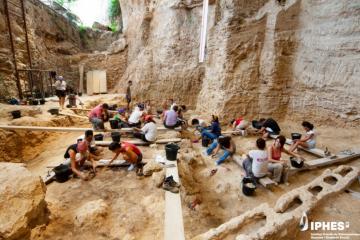 The archaeological excavation that has found evidence of Neanderthal woodworking at Abric Romaní, Capellades, Barcelona
