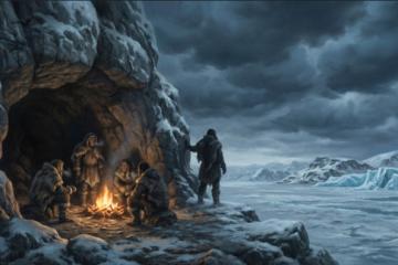 A group of Neanderthals during Europe's Ice Age.