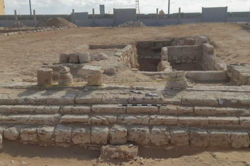 One of the newly excavated limestone-built tombs at Marina el-Alamein, part of an ancient Ptolemaic and Roman cemetery on Egypt's Mediterranean coast