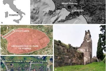 Maps of the site location and wall under study at Pompeii.