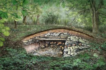 Reconstruction of the Sorsum megalithic tomb.