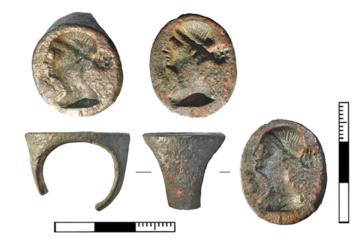 The 2,200-year-old bronze ring bearing the portrait of Egyptian Queen Arsinoe III.