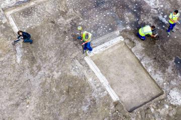 Aerial view of the Roman villa at Castel di Guido, near Rome