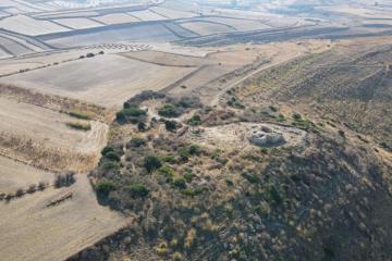 Aerial view of the Nuraghe Barru site in central-southern Sardinia.
