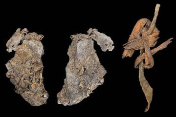 Sewn hide discovered in Oregon's Cougar Mountain Cave rock shelter.