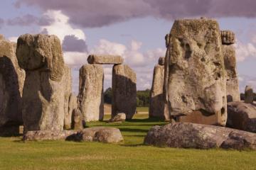 Some of the bluestones at Stonehenge on Salisbury Plain in Wiltshire, England. 