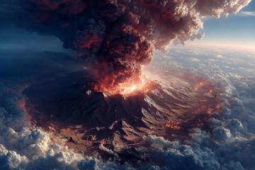 Image portraying the Toba supervolcano eruption.
