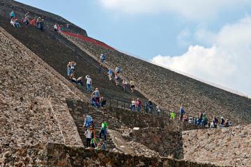 Tourists at Teotihuacan, Mexico.