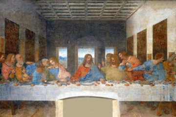 The Last Supper. In the novel, ‘The Da Vinci Code’, Dan Brown writes that the figure at the right hand of Jesus is Mary Magdalene.