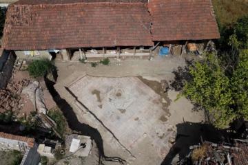 Aerial view of the Roman mosaic uncovered in Tokat, Turkey.
