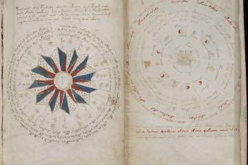 Voynich manuscript pages showing lunar cycles, seasons and planetary positions