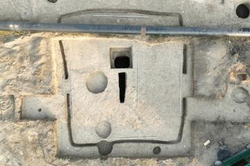 Aerial view of the Mayrtup excavation site.