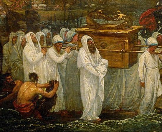 Joshua passing the River Jordan with the Ark of the Covenant by Benjamin West (1800) Art Gallery of New South Wales (Public Domain)
