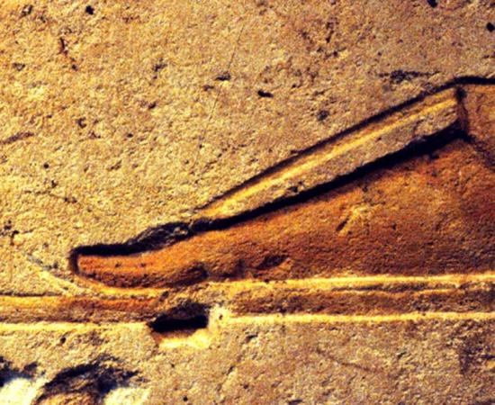 Ancient Egyptian painted relief showing foot and toes. Design by Anand Balaji. (Photo credit: Metropolitan Museum of Art, New York);Detail.