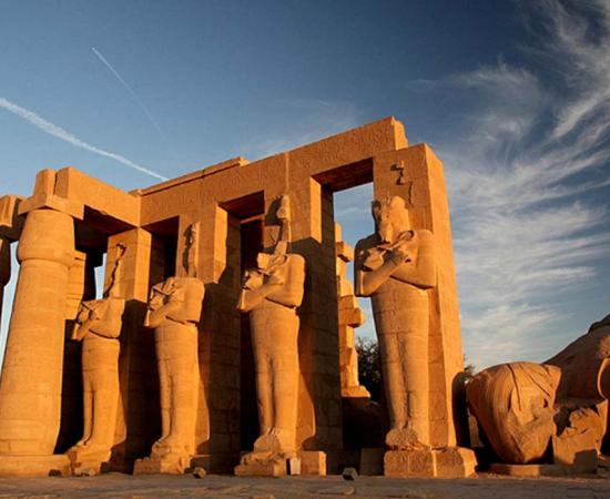 The Ramesseum witnessed high drama during the workers' protest against the third king to bear the name, Ramesses. Pictured here are headless Osiride statues of Ramesses II. 