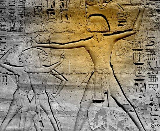 Ramesses III smites his enemies. Design by Anand Balaji. 