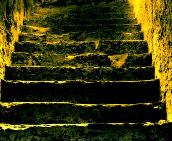 The entrance stairway of 16 steps viewed from the point where Howard Carter uncovered the first sealed doorway 