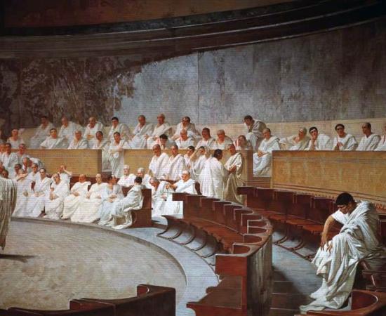 Cicero Denounces Catiline  by Cesare Maccari  (1888) (Public Domain)