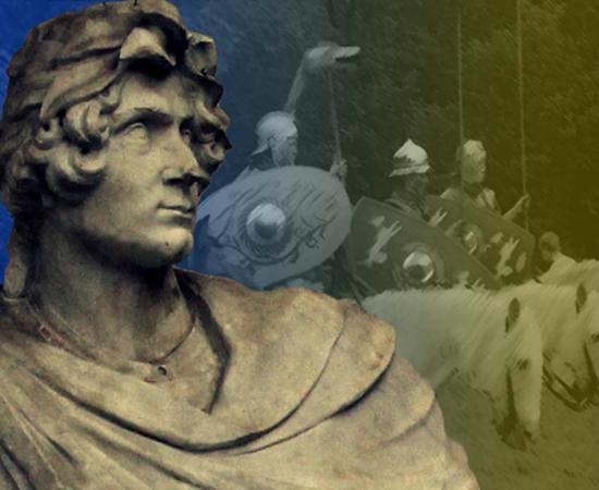 Statue of Roman Soldier (Public Domain), and Roman Cavalry Reenactment