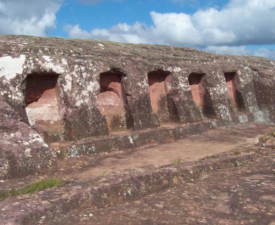 Niches carved into the rock at El Fuerte, Bolivia.