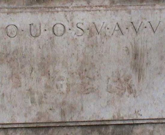 The mysterious inscription "O.U.O.S.V.A.V.V." carved into the Shepherd's Monument at Shugborough Hall