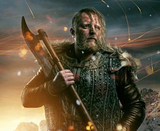 A Viking warrior wielding an axe. Eirik Bloodaxe led raids across Britain before eventually claiming a kingship there. 