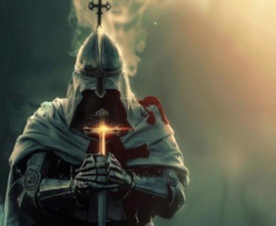 Representational image of a Knights templar in silent prayer.