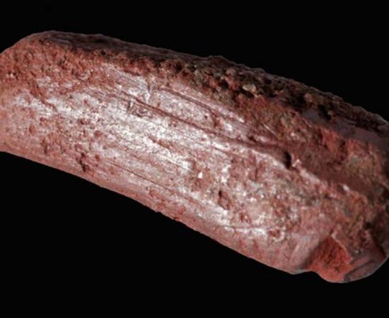 An ochre crayon thought to have been used to draw on animal skins 10,000 years ago. 
