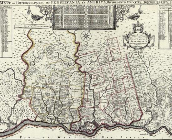 1729 map of New England, New York, New Jersey, and Pennsylvania. Known among cartographic historic as the “Post Map”, this is Herman Moll’s important 1729 map of New England and the adjacent colonies. 