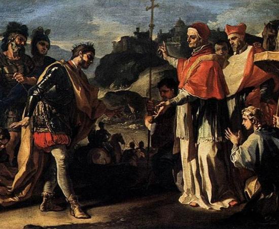 18th Century painting by Pinacoteca di Brera of ‘The Meeting of Pope Leo and Attila.’ 