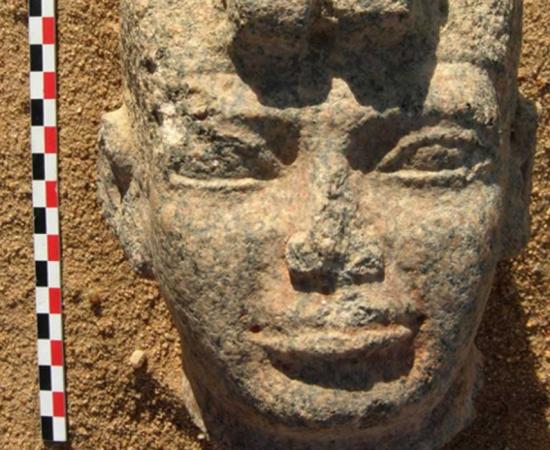 Head of the statue discovered at the site of Dangeil in Sudan. 