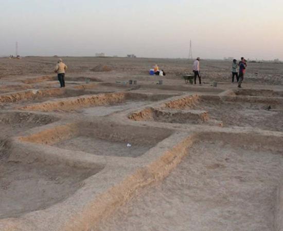 One of the buildings uncovered at the Sumerian port town of Abu Tbeirah, its function is still unknown.