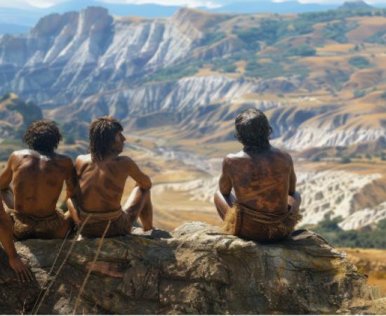 Isolated neanderthal group. AI Generated. 