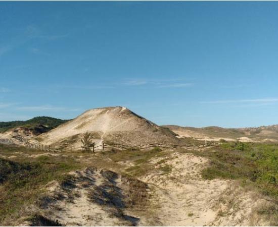 : A sambaqui on the coast of Santa Catarina: these mounds of shellfish debris, bones and other remains were burial sites.	Source: Jéssica M. Cardoso/Plos ONE