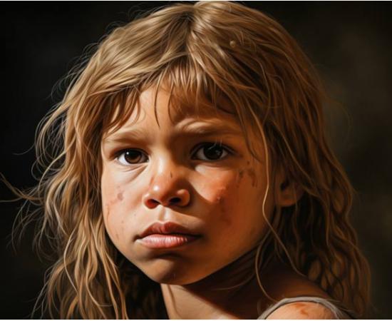 AI image representative of a Neanderthal child.	Source: robert/Adobe Stock