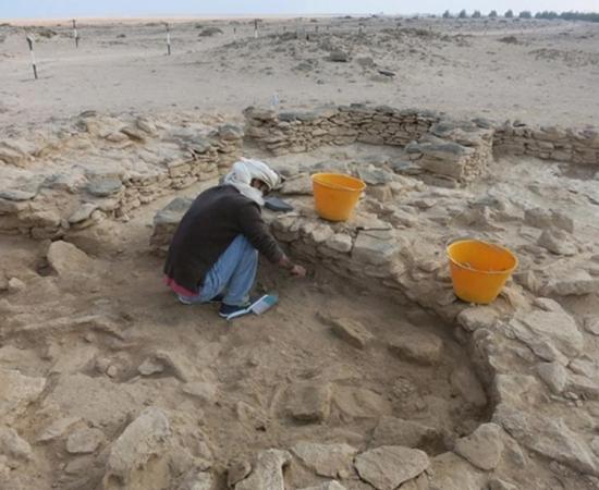 Abdulla Al Kaabi, who discovered the human remains, at work on site on Marawah. 