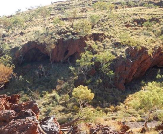 The Aboriginal rock shelters at Juukan Gorge sits about 60km north-west of the remote Pilbara mining town of Tom Price.       Source: Puutu Kunti Kurrama And Pinikura Aboriginal Corporation