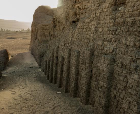 The niched mudbrick funerary enclosure at Abydos, part of the royal cult complex at Umm el-Qaab where Egypt's first kings were buried