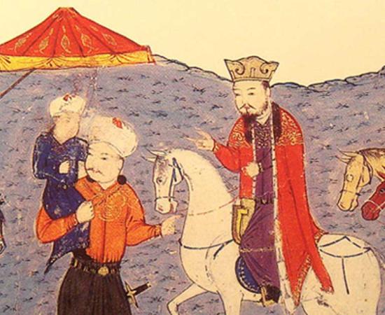 Abaqa On Horse, Arghun Standing, Ghazan As A Child. Mongol rulers Arghun and Abaqa were Buddhists. From the 14th century Universal History by Rashid-al-Din Hamadani.