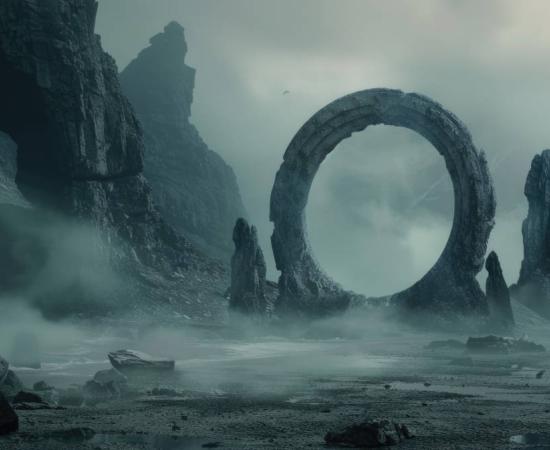 AI Representation of a stone stargate, hinting at ancient advancement.