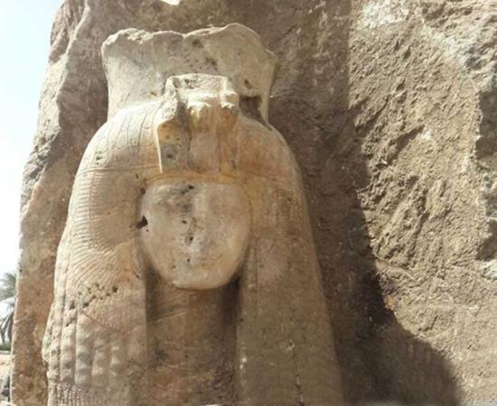 The newly-discovered alabaster statue of Queen Tiye.