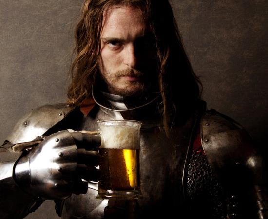 Medieval knight with beer