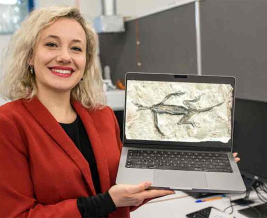 Dr Valentina Rossi of University College Cork, Ireland, who led the research team which discovered that a 280-million-year-old lizard fossil is, in part, a forgery. Source: Zixiao Yang/University College Cork