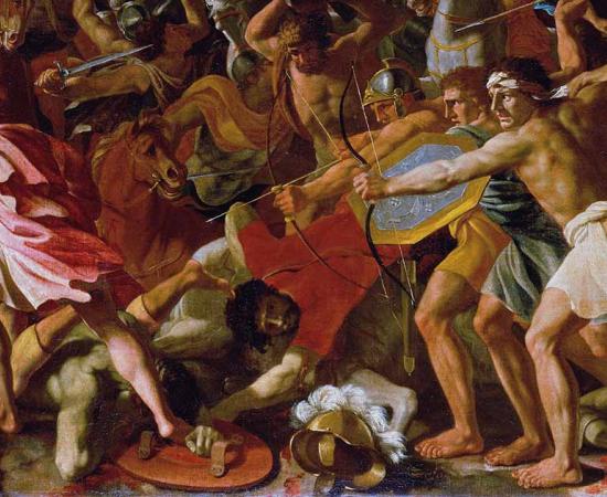 Detail from Nicolas Poussin’s depiction of the Biblical story of Joshua’s victory over the Amalek. Source: Public domain