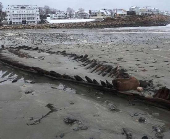 This mysterious American shipwreck is only revealed in the sands following some storms. Source: York Maine Police Department